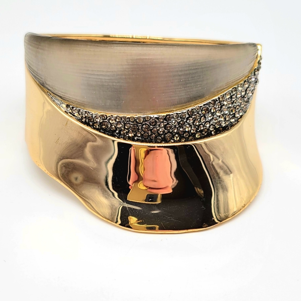 Alexis Bittar MASSIVE and RARE Lucite, Gold and Diamond Swarovski Crystal Bangle